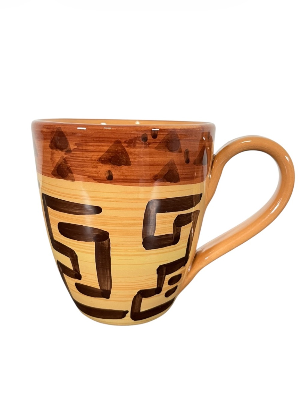 Starbucks Hand Painted In Italy Brown & Tan Geometric Ceramic Mug